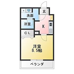 プロシード大須 1Kの間取図画像