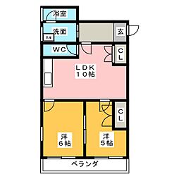 第3フクマルビル 2LDKの間取図画像