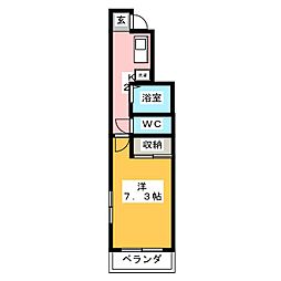シェルコート金山 1Kの間取図画像