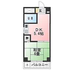 赤門サンライフマンション 1DKの間取図画像