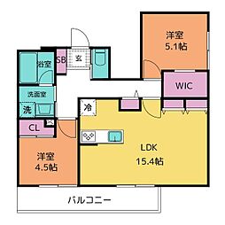 シベール御器所 2LDKの間取図画像