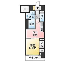 エスカルコート 1DKの間取図画像
