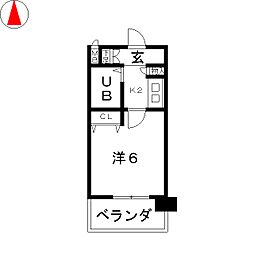 ダイアパレス上前津 1Kの間取図画像