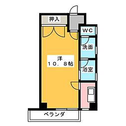 ルーチェ和 2階1Kの間取り
