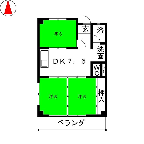 サンシャインマンション ｜愛知県名古屋市守山区白山４丁目(賃貸マンション3DK・5階・50.00㎡)の写真 その2