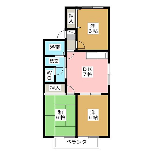 サン・リバーＡ棟 ｜愛知県長久手市段の上(賃貸アパート3DK・2階・53.40㎡)の写真 その2