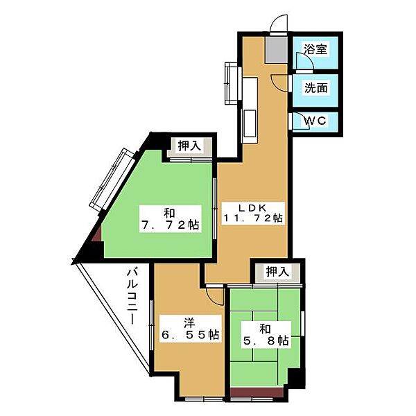 パール25 ｜愛知県長久手市作田２丁目(賃貸マンション3LDK・3階・60.82㎡)の写真 その2