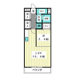 ヴェール香流通り 4階1LDKの間取り