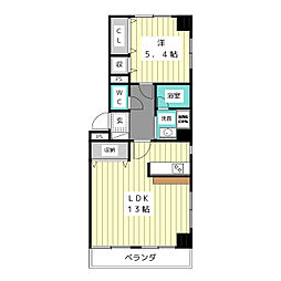 ピュア香流 3階1LDKの間取り