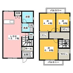 長久手ハイツクローバー　South 1階3LDKの間取り