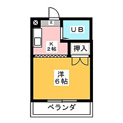 グリーンハイツ 1Kの間取図画像