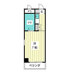 ハートイン大針 ワンルームの間取図画像