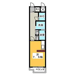第2日吉ハイツ ワンルームの間取図画像