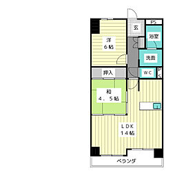 シャンポール幹1 2LDKの間取図画像