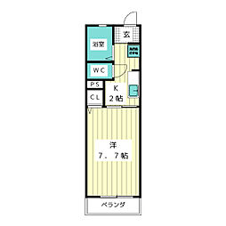 アプリコット 1Kの間取図画像