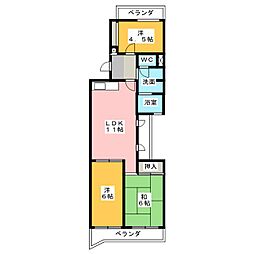 UR都市機構アーバンドエル猪高台 3LDKの間取図画像