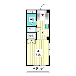 グリーンビレッジA棟 1Kの間取図画像