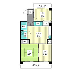 第二高社ハイツ 3LDKの間取図画像
