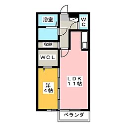 長久手ハイツB棟 1LDKの間取図画像