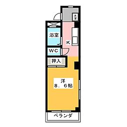 レイクサイドヴィラ 1Kの間取図画像