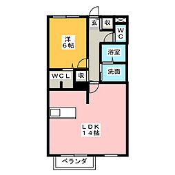 ハウス八重桜 1LDKの間取図画像
