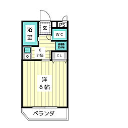 プロクシースクエア極楽 1Kの間取図画像