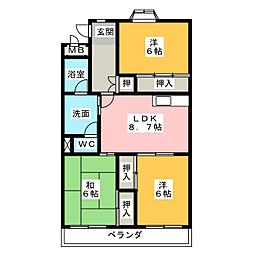 クリエイト富が丘 3DKの間取図画像