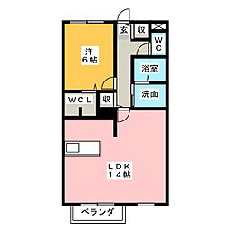 ハウス八重桜 1LDKの間取図画像