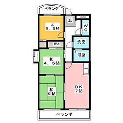 エスポワール長久手 2LDKの間取図画像