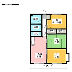 サンタパレス・K2 3LDKの間取図画像