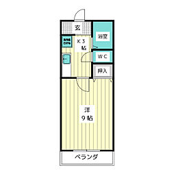クレール藤ケ丘 1Kの間取図画像