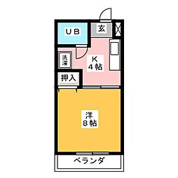 千寿ビル 1Kの間取図画像