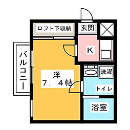 ソリッドキフネ 1Kの間取図画像