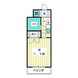 グリーンアップル 1Kの間取図画像