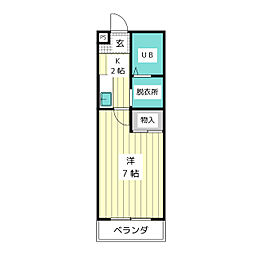 コーポみやび 1Kの間取図画像