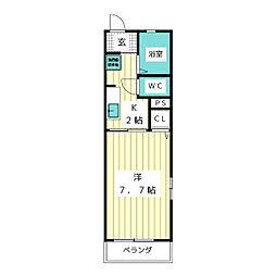 アプリコット 1Kの間取図画像