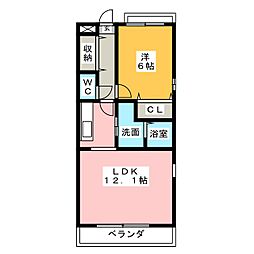 ヴェール香流通り 1LDKの間取図画像