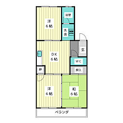 第五啓林ビル 3DKの間取図画像