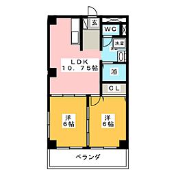 メゾン大橋3 2LDKの間取図画像