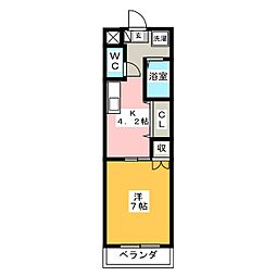 メゾン大橋II 3階1Kの間取り