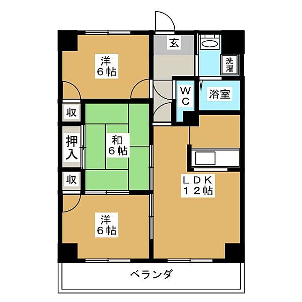 エヴァグリーン ｜愛知県名古屋市守山区小幡南３丁目(賃貸マンション3LDK・4階・66.24㎡)の写真 その2