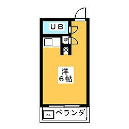 サンパレス小幡 4階ワンルームの間取り