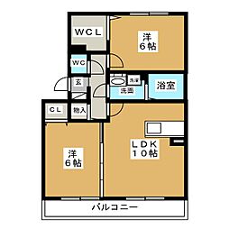 グラス　ウィン 2階2LDKの間取り