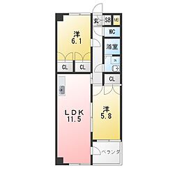 グランドマンションダン 2LDKの間取図画像