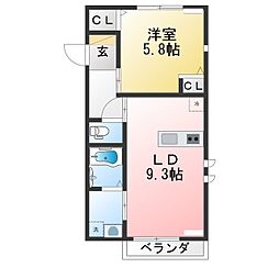 ザ・レジデンス白沢B 1LDKの間取図画像