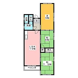 島田マンション 3LDKの間取図画像