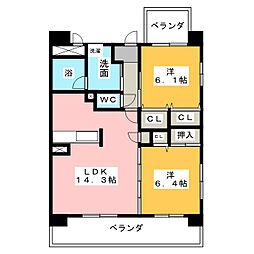 SOLEIL新守山 2LDKの間取図画像