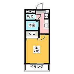 パレス茶臼前 1Kの間取図画像