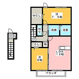 イストワール 2LDKの間取図画像
