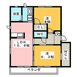 レ・トラース 2LDKの間取図画像